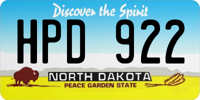 ND license plate HPD922