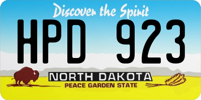 ND license plate HPD923