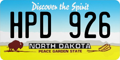 ND license plate HPD926