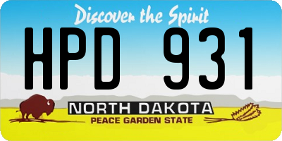 ND license plate HPD931