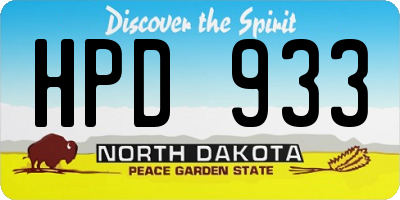 ND license plate HPD933