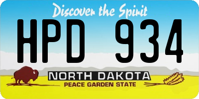 ND license plate HPD934