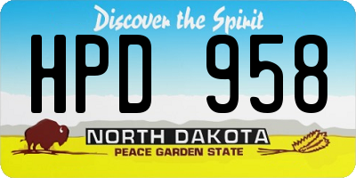 ND license plate HPD958