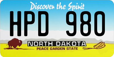 ND license plate HPD980