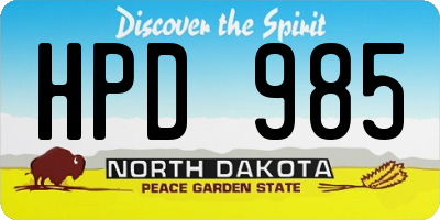 ND license plate HPD985