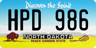 ND license plate HPD986
