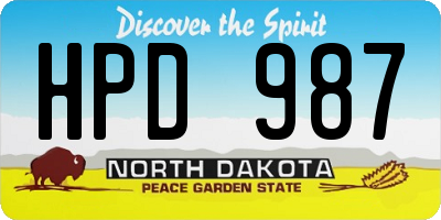 ND license plate HPD987