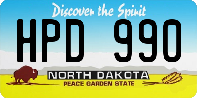 ND license plate HPD990