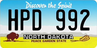 ND license plate HPD992