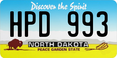 ND license plate HPD993