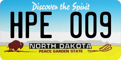 ND license plate HPE009