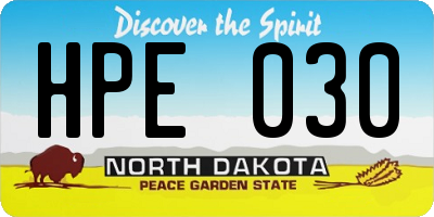 ND license plate HPE030