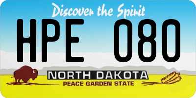 ND license plate HPE080