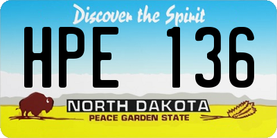 ND license plate HPE136