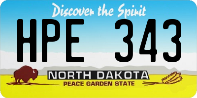 ND license plate HPE343