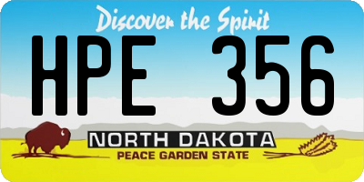 ND license plate HPE356