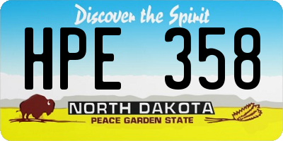 ND license plate HPE358