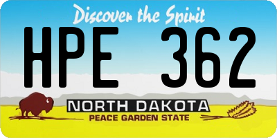 ND license plate HPE362
