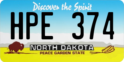 ND license plate HPE374