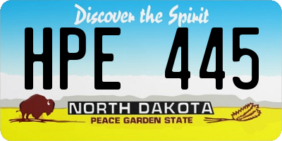 ND license plate HPE445