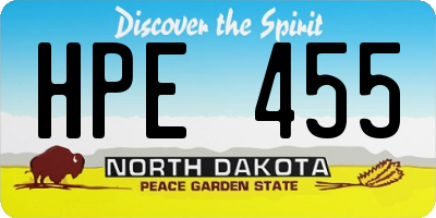 ND license plate HPE455