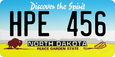 ND license plate HPE456