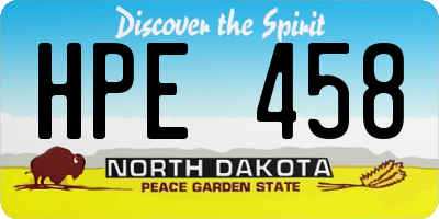 ND license plate HPE458