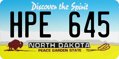 ND license plate HPE645