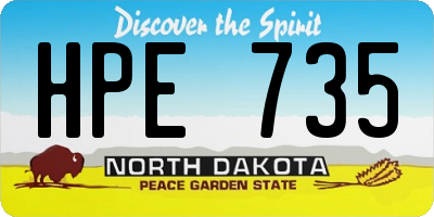ND license plate HPE735