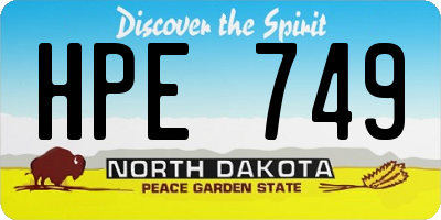 ND license plate HPE749