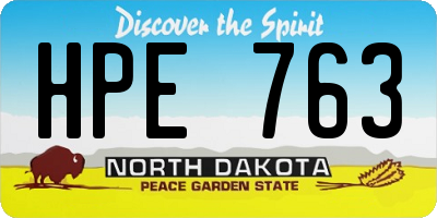 ND license plate HPE763
