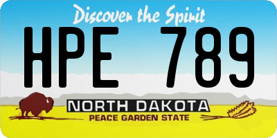 ND license plate HPE789