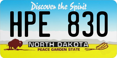 ND license plate HPE830