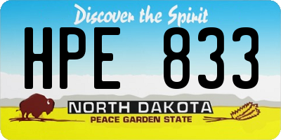 ND license plate HPE833