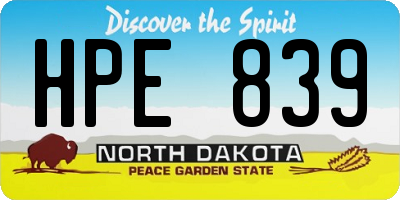 ND license plate HPE839