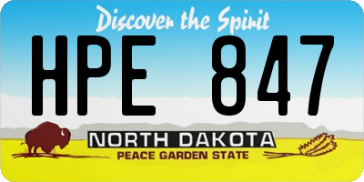 ND license plate HPE847