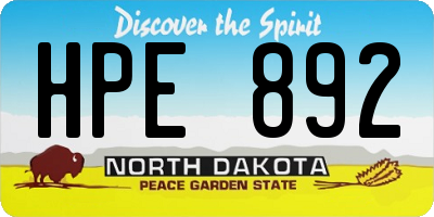ND license plate HPE892