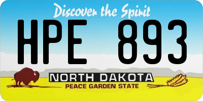 ND license plate HPE893