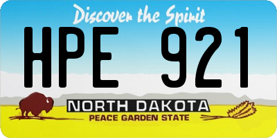 ND license plate HPE921