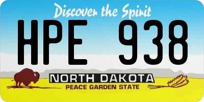 ND license plate HPE938