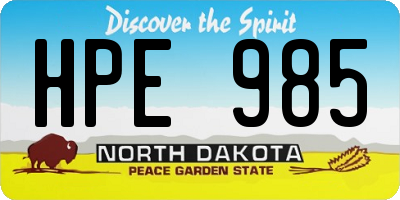 ND license plate HPE985