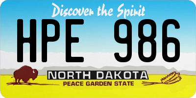 ND license plate HPE986