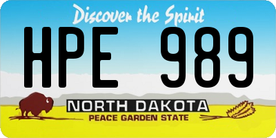 ND license plate HPE989