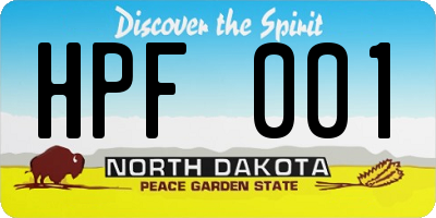 ND license plate HPF001
