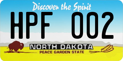 ND license plate HPF002