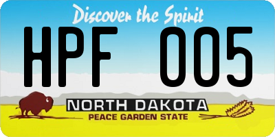 ND license plate HPF005