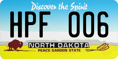 ND license plate HPF006
