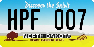 ND license plate HPF007