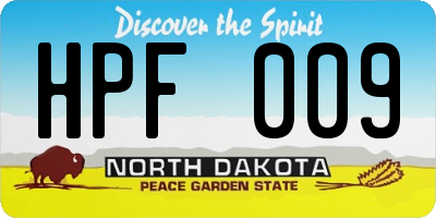 ND license plate HPF009