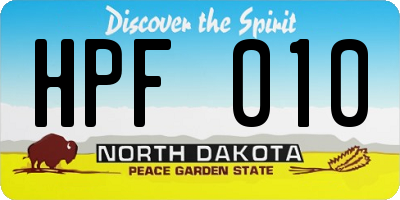 ND license plate HPF010